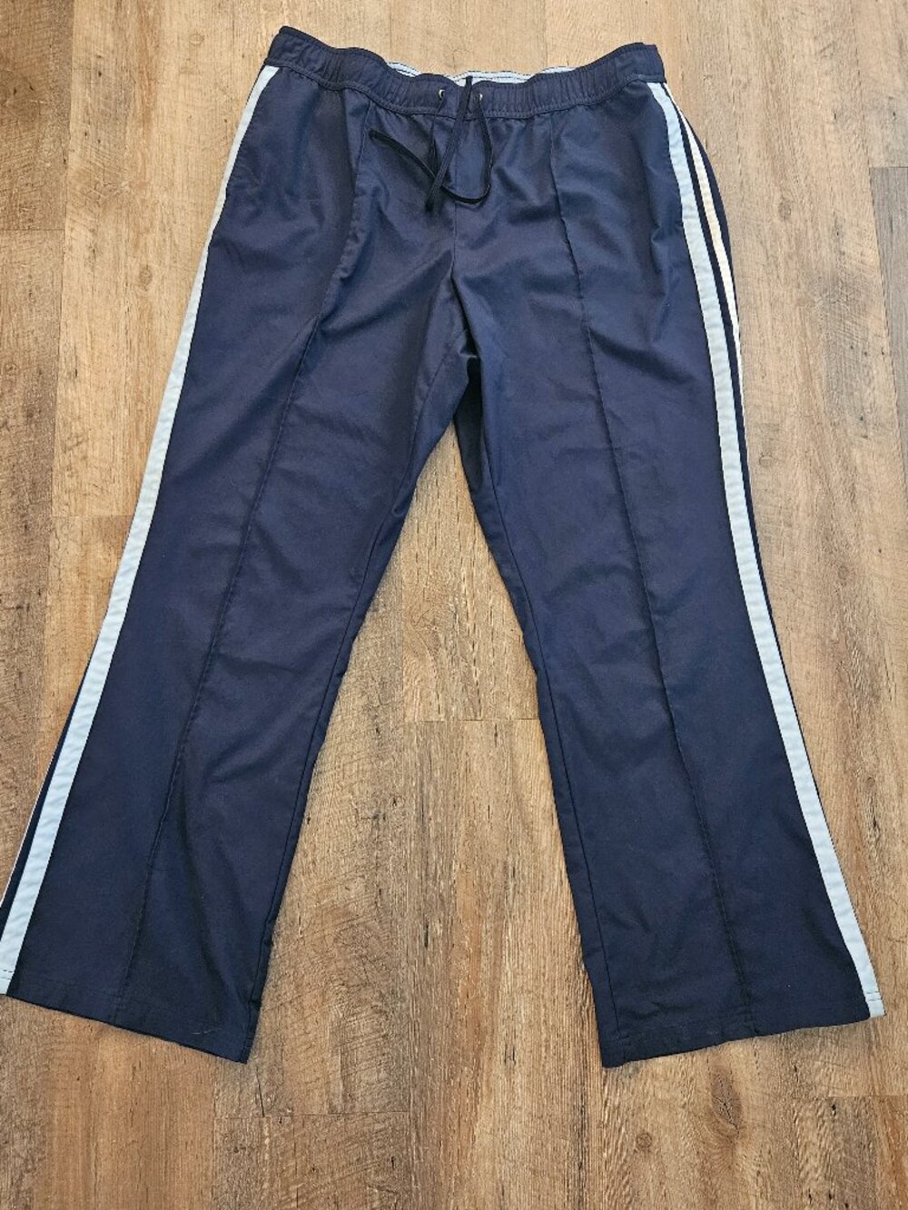 Duo Maternity Women's Athletic Pants XL Navy Side Stripe Drawstring Activewear